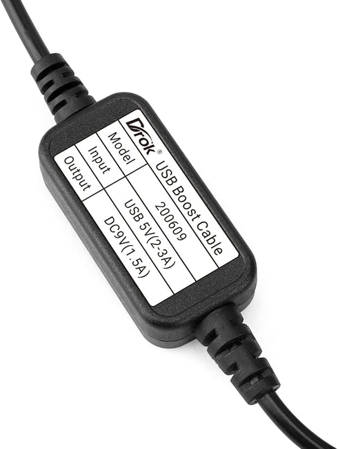 DROK USB to 9V, 5V to 9V USB Boost Converter, 1.2 Meter Length Power Regulator Line