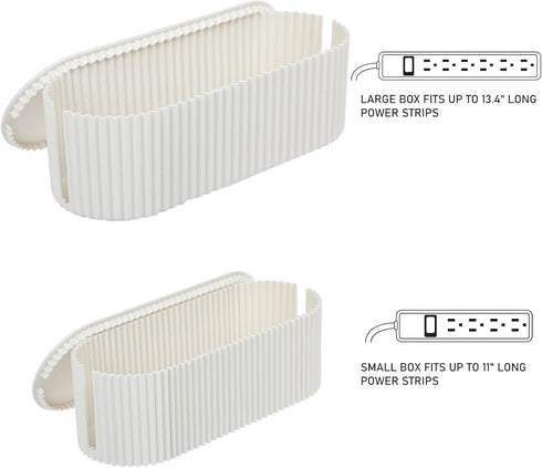 FABROK 2 Pack Cable Management Box, Cord Organizer with 20 Cable Ties, Power Strip Storage, White
