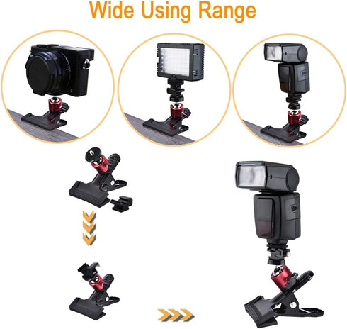 UTEBIT Tripod Camera Clip Clamp with 360 Degree Swivel Mini Ball Head - 2 Pack for DSLR Video Photoshoot