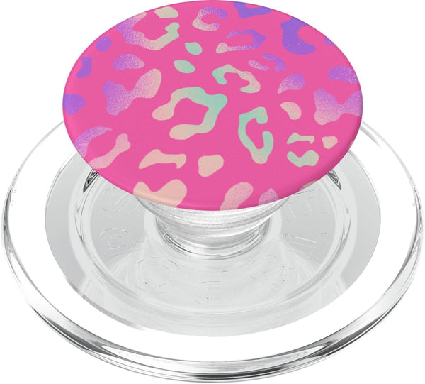 PopSockets PopGrip for MagSafe, Rainbow Leopard Cheetah Pink Design