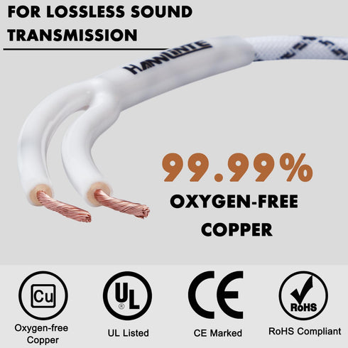 14AWG Speaker Wire Cable (15 Feet), Premium Heavy Duty Braided with Dual Gold Plated Banana Plug Tips