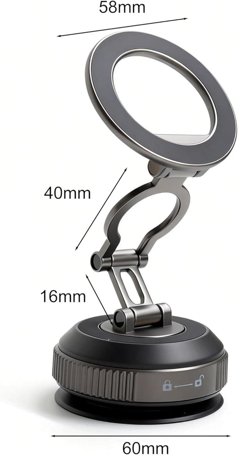 Vearstie 30N 360 MagMount Pro High-Power Magnetic Car Phone Holder, Rotating Lock-Vacuum Suction Cup with Zinc Alloy