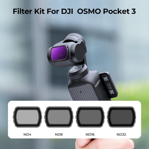 K&F Concept Magnetic ND Filter Kit for DJI Osmo Pocket 3 Creator Combo - 4-Pack (ND4+ND8+ND16+ND32)