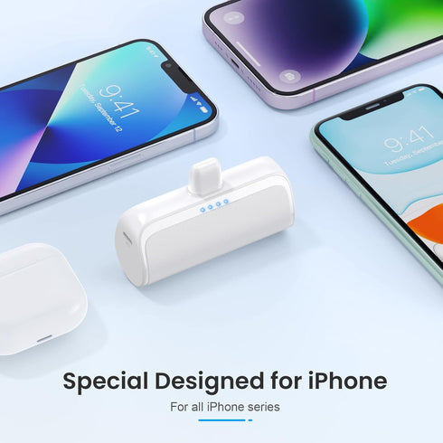 Mini Portable Charger Power Bank for iPhone, 5200mAh Ultra-Compact PD Fast Charging Battery Pack, Compatible