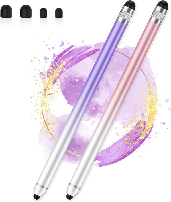 Stylus Pen for Touchscreen, Dual-end High Sensitivity Capacitive Stylus Pen for iPhone/iPad/Android, 2 Pack