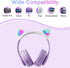Kids Bluetooth Headphones, Wireless Over-Ear Headphones with Microphone, Cat Ear Design for Girls, Purple