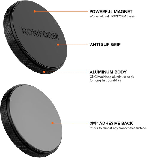 Rokform Low Pro Magnetic Phone Mount, 1-Inch Magnet for Car, 3M VHB Adhesive Holder