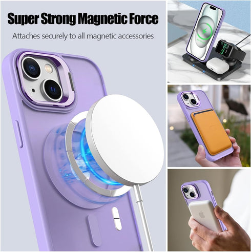 Nvollnoe 15 15(Purple) for iPhone Case Compatible with MagSafe Military Grade Shockproof Heavy Duty Protective