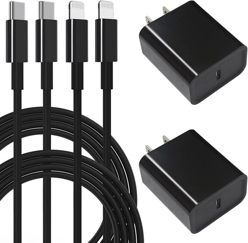 MFi Certified 20W USB C Fast Charger Compatible with iPhone 14/13/12/11/Xs/XR/X/8/iPad, 2 Pack with 10FT USB-C to