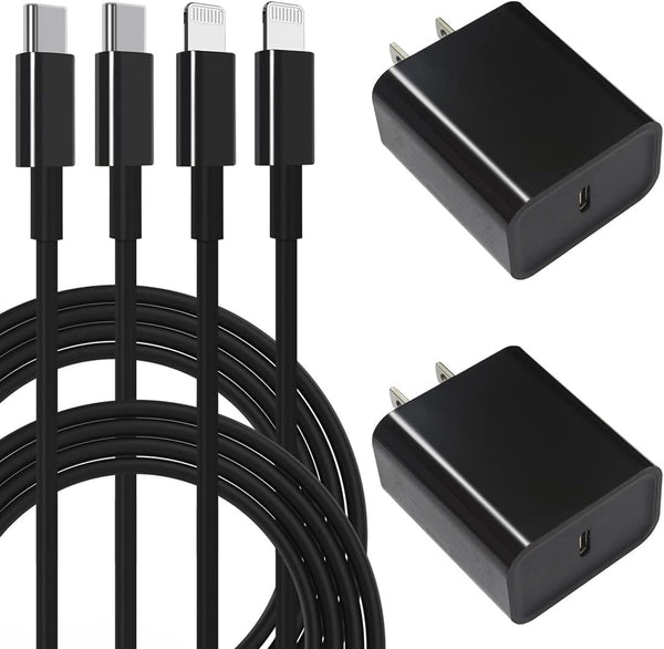 MFi Certified 20W USB C Fast Charger Compatible with iPhone 14/13/12/11/Xs/XR/X/8/iPad, 2 Pack with 10FT USB-C to