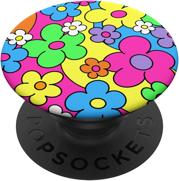 Psychedelic Daisy Flower Power Swirl PopSockets Swappable PopGrip - Hippie Indie Aesthetic