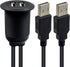 Duttek USB Panel Flush Mount Cable - Dual USB 2.0 Male to Female Extension Cable, USB Mount for Car, Boat, Motorcycle