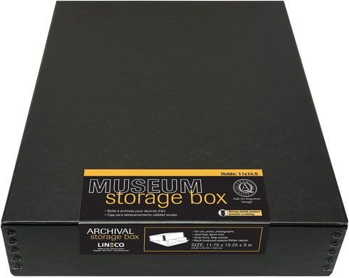 Lineco Archival Storage Box, 11 x 14 x 3 inches, Museum Quality, Acid-Free with Metal Edge for Photos