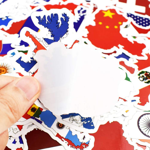 Vinyl National Flag Map Stickers, 50 Pcs Country Flag Decals for Laptop, Car, Suitcase, Water Bottle