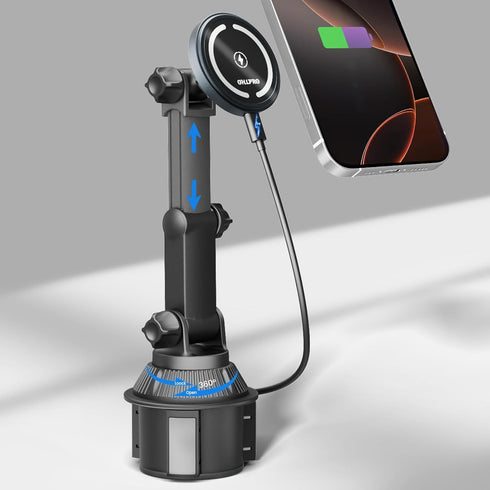 OHLPRO Magnetic Wireless Car Charger with Extended Arm, Compatible with MagSafe Car Mount for iPhone 16, 15W Fast