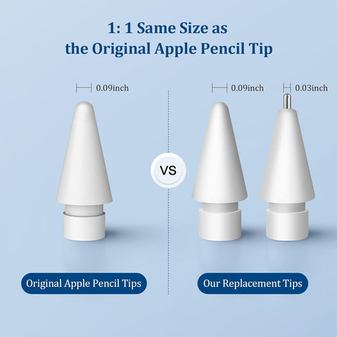 Replacement Tips for Apple Pencil 2nd Gen/1st Gen, No Wear Out Tips, Metal Pencil Nibs for Precise Control (4 Pack)