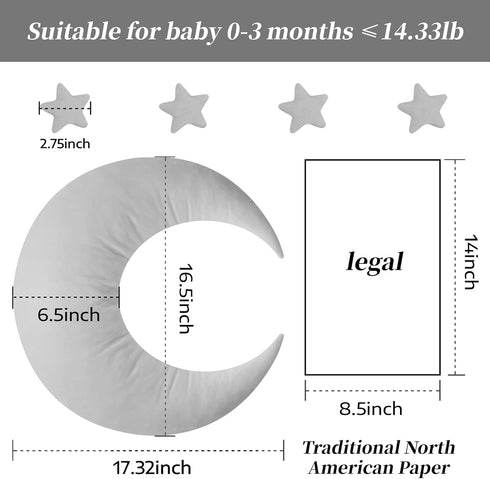 IGMaryBox Baby Moon Star Pillow Infant Posing Pillow Newborn Photography Prop Newborn Photography Posing Pillows Grey