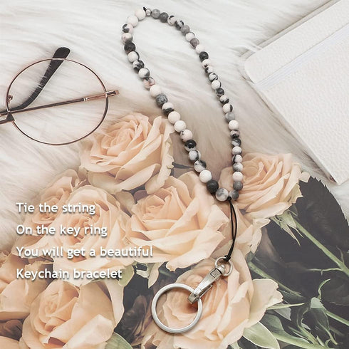 C&L Accessories Beaded Phone Charm, Handmade Natural Gemstone Cell Phone Lanyard Wrist Strap