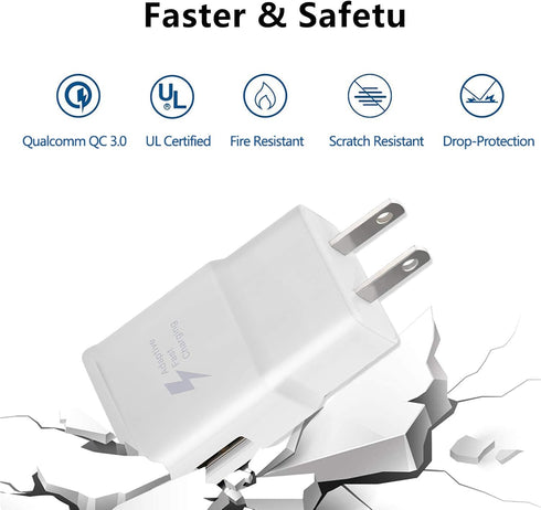 Adaptive Fast Charger Kit with USB Type C Cable?5 ft? Fast Charging Wall Charger Block Compatible with Samsung Galaxy S21/S21 Ultra/S20/S20+/S10/S10e/S9/S8/S8Plus/Edge/Active/Note 8/9/10/20 (2 Pack)