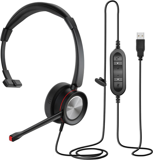 MAIRDI PC Headset with Microphone, USB Computer Headset with Mic for Laptop Teams Zoom Office Work