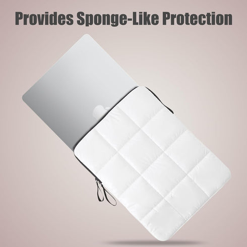 Puffy Laptop Sleeve 15-16 Inch White, Waterproof Carrying Case Bag for Women, Compatible with MacBook Pro