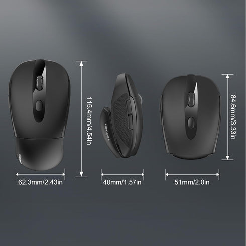 TECKNET 2.4G 3 2000/1500/1000 2-Year Folding Wireless Mouse, Travel Mouse Portable Adjustable DPI Compatible