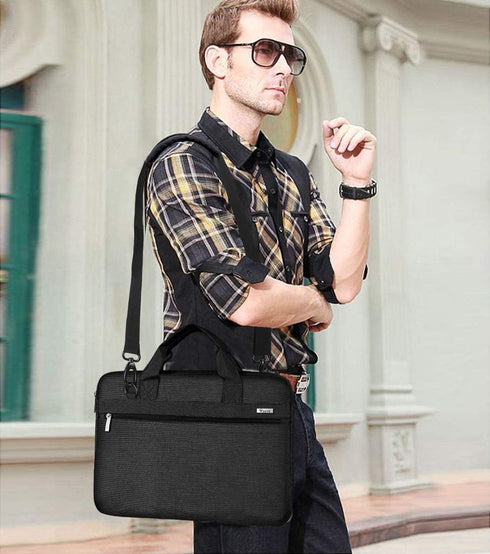 Voova Laptop Bag 15.6 Inch, 360° Protective Sleeve for MacBook Air 15 M2, Waterproof Computer Bag, Black