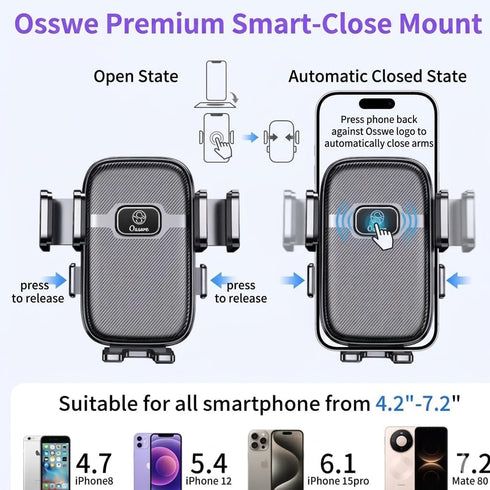 Osswe [2026 3-in-1 100lbs 360 Upgraded Car Phone Mount - Suction Force & Metal Spiral Hook Vent Clip - Military Grade