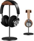 Headphone Stand Holder with Wood and Aluminum, Desktop Headset Stand for All Headphone Sizes (Black)