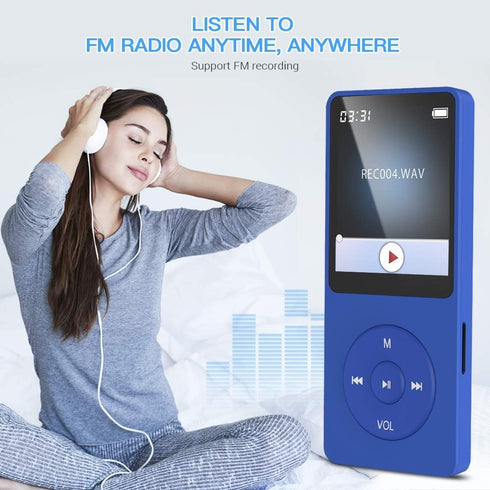 AGPTEK A02PL 64GB MP3 70 128GB(Deep Player, Hours Playback Lossless Sound Music Player, Supports up to Blue)