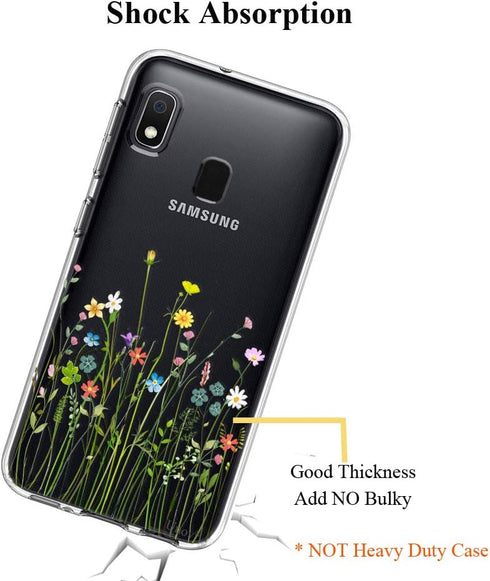 Unov Case Compatible with Galaxy A10e and A20e, Clear Design Soft TPU Shock Absorption, Slim Embossed Pattern (Flower