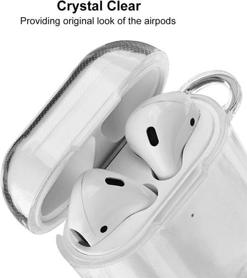 AIRSPO Airpods Case Cover, Clear Soft TPU Protective Cover Compatible with Apple AirPods 1/2 Wireless Charging Case with Keychain (Clear)
