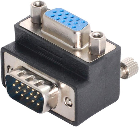CY Adapter 90 Degree Up Angled VGA - Male to Female Extension Adapter for Monitor and Projector