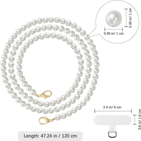 MoKo Universal Phone Lanyard, Pearl Beaded Cell Phone Chain Crossbody Strap Anti-Theft Detachable Women Cellphone