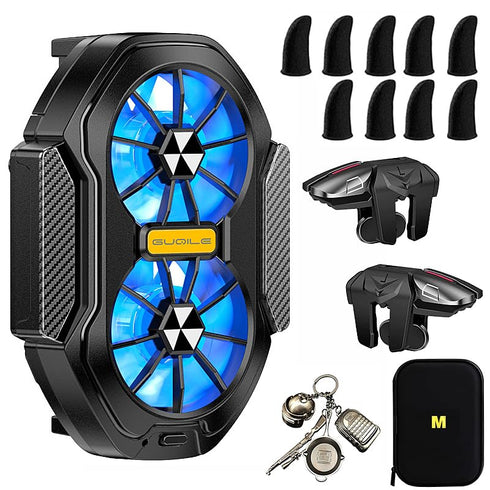 Mobile Phone Cooler with Dual Cooling Fan, Cell Phone Radiator Heatsink for iPhone, Android Smartphones, Rechargeable