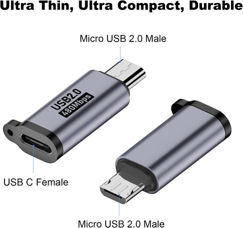 AreMe Micro USB 2.0 to USB C Adapter (4 Pack), USB Type C Female to Micro USB Male Converter for Samsung Galaxy S7 S7