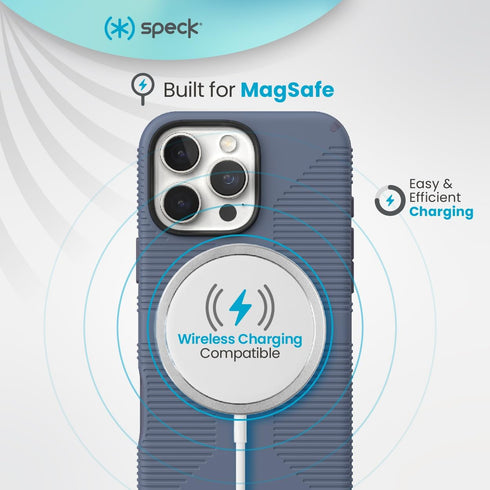 Speck 16 iPhone Pro Max Case - CandyShell Grip Case for Women and Men - Blue/Faded Denim