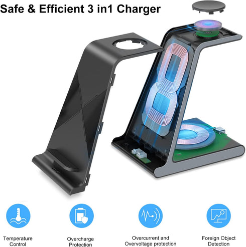 Wireless Charger for Samsung Watch 7 Ultra, Charging Station for Galaxy S24 Ultra/S24+/S24/S23/S22/Note 20/Z Flip