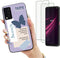 for T-Mobile Revvl V+ 5G Case with 2 Tempered Glass Screen Protectors, Slim Shockproof Butterfly Design