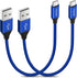 etguuds 1ft USB Type C Cable 2-Pack, 4.2A Fast Charging, Nylon Braided, Compatible with Samsung Galaxy & Moto G Series.