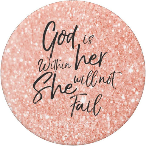 PopSockets PopGrip God is Within Her Christian Woman Gift Bible Verse Universe, Swappable Grip for Phones & Tablets