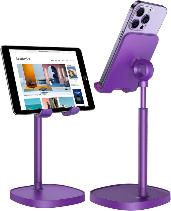 LISEN Dark Purple Cell Phone Stand, Desktop Accessories fits iPhone 14 Stand for Desk, All Mobile Phones, iPad, Tablet