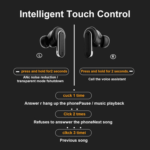 Touch Screen Wireless Earbuds, ANC ENC Bluetooth Headset, IPX56 Waterproof, for iOS/Android Business Use