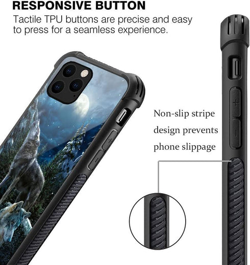 DJSOK Case Compatible with iPhone 11, Wolf Moon Night Case for Man Boys Girls Shockproof Rugged Cover