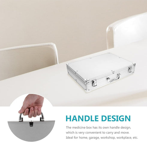 SUPVOX Lockable Aluminum Hard Case Briefcase Box for Tools, Cameras, Instruments, Silver