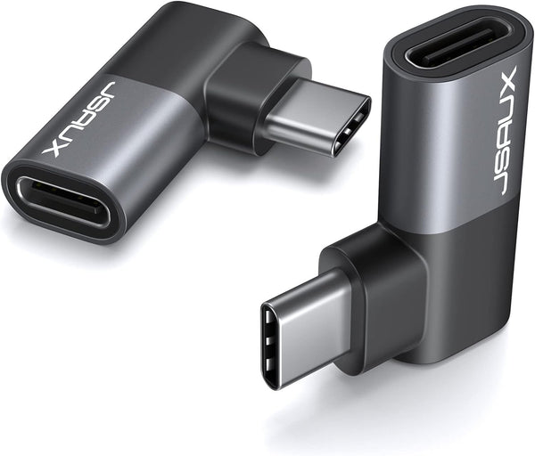 JSAUX 90 Degree USB-C Male to USB-C Female Adapter 2-Pack, 40Gbps Data Transfer PD 100W Extender for MacBook, ROG Ally,