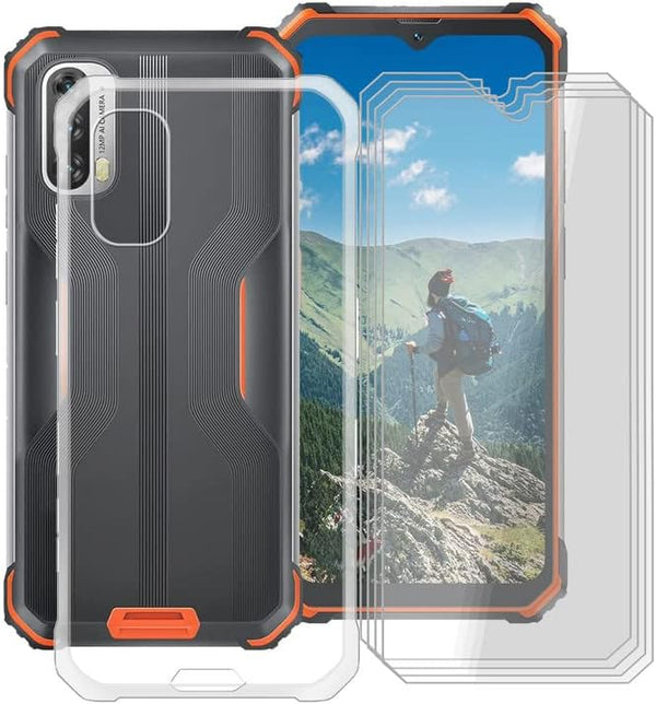 Phone Case for Blackview BV7100 (6.58") with 4 X Tempered Glass, Ultra-Thin Silicone Shockproof Clear TPU Bumper Shell