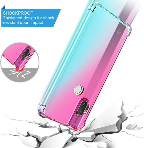 Motorola One Hyper Case - Clear Cute Gradient Slim Anti Scratch TPU Cover, Shockproof Protective Case for Moto One Hyper