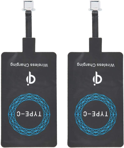 2 PCS Qi Wireless Charger Type-C Charging Receiver for Mobile Phone