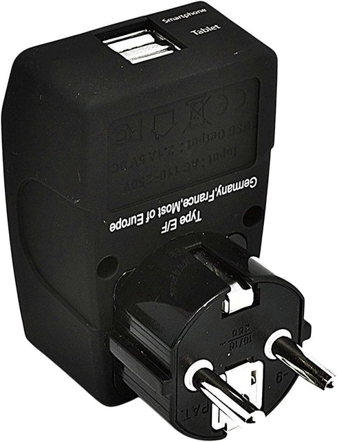 Ceptics GP4-9 2 USB Schuko Travel Adapter 4 in 1 Power Plug (Type E/F) - Universal Socket